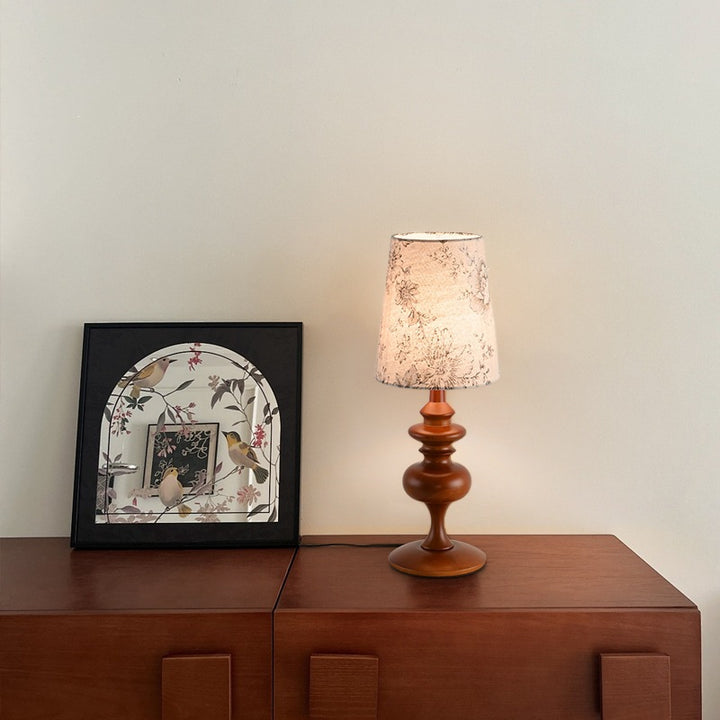 Decorative Table Lamp with Floral Fabric Shade