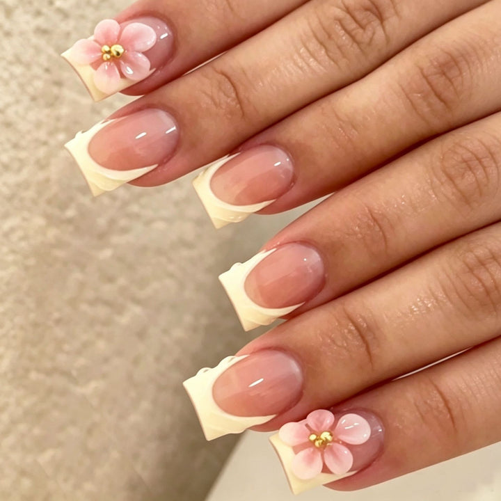 Elegant Press-On Nail Tips with Decorative Bow Kalsten