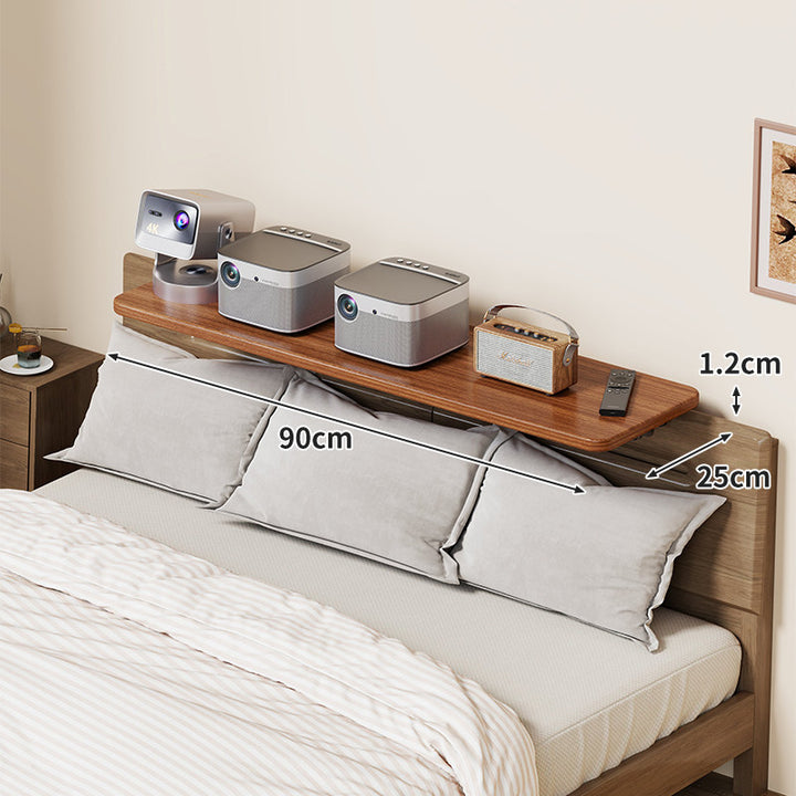 Wall-Mounted Slim Floating Headboard Shelf with Rounded Corners and Concealed Brackets