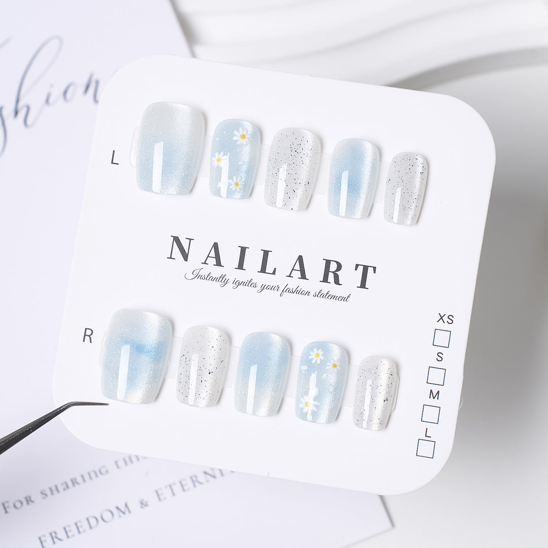 Decorative Press-On Nail Extensions with Bow and Rhinestone Accents Kalsten