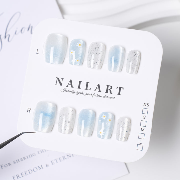 Decorative Press-On Nail Extensions with Bow and Rhinestone Accents Kalsten