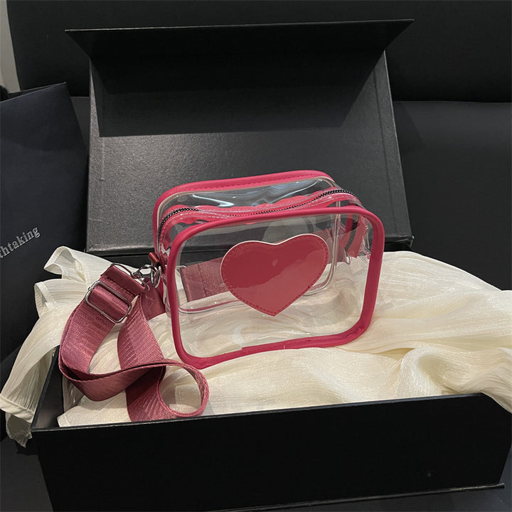 Heart-Shaped Clear Crossbody Bag