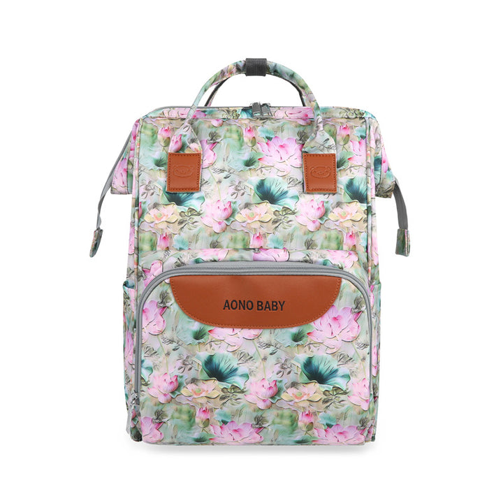 Creative Floral Print Multi-Pocket Diaper Backpack Kalsten
