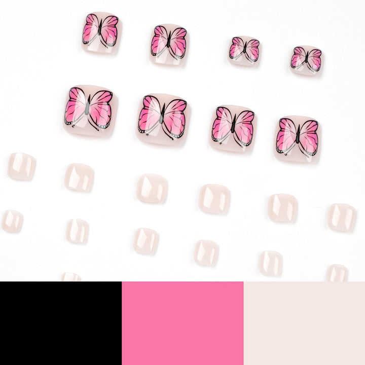 Artful toenail design with butterfly design Kalsten