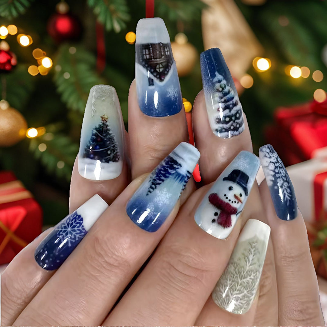 Winter-Themed Artistic Press-On Nails Kalsten