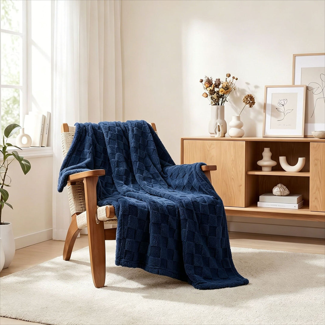 Textured Plush Home Throw Blanket