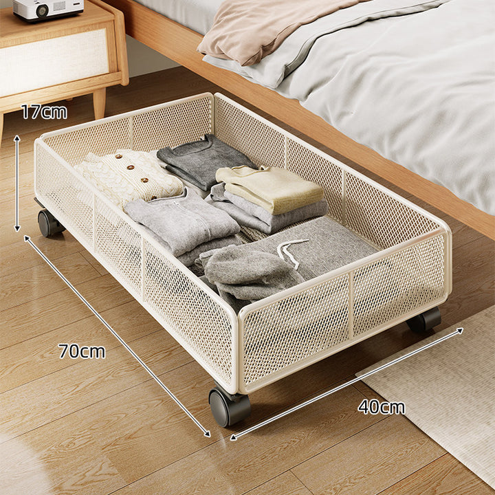 Low-Profile Underbed Metal Mesh Storage Basket
