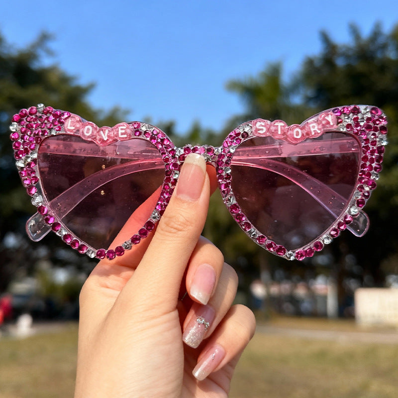 Heart-Frame Rhinestone Sunglasses Kalsten