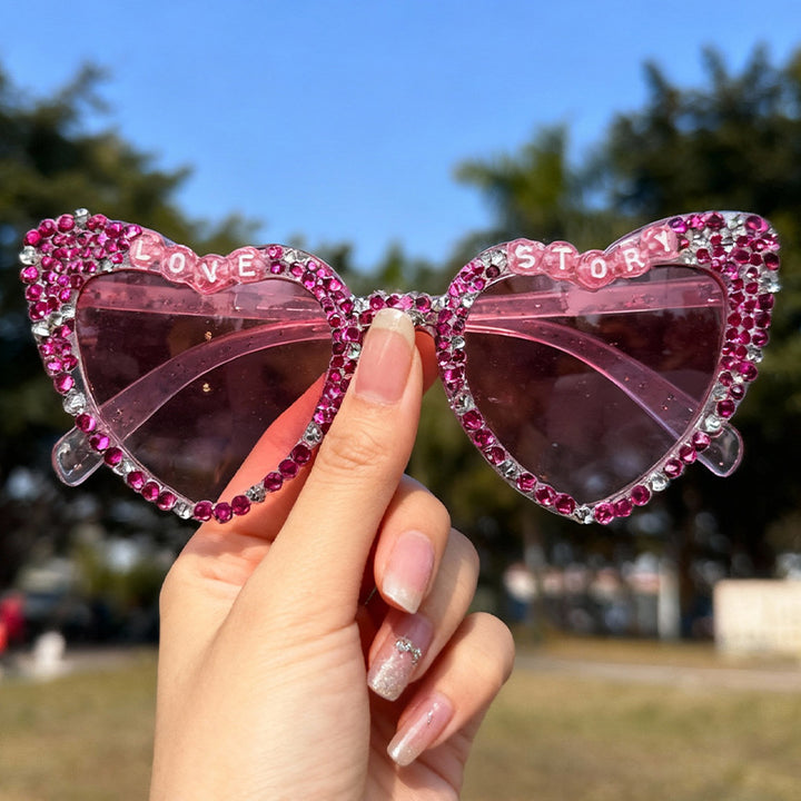 Heart-Frame Rhinestone Sunglasses Kalsten