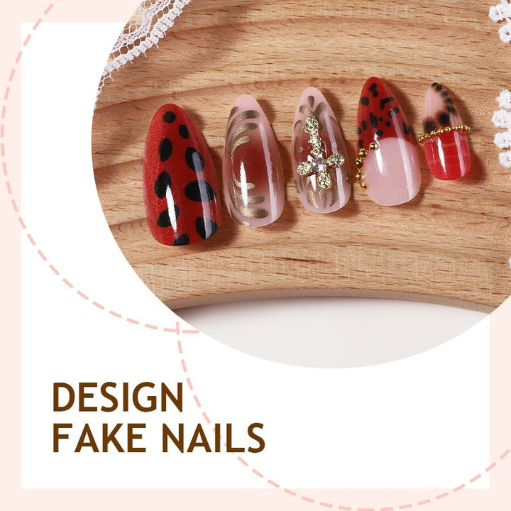 Creative nail art set with playful ladybug and glitter accents Kalsten