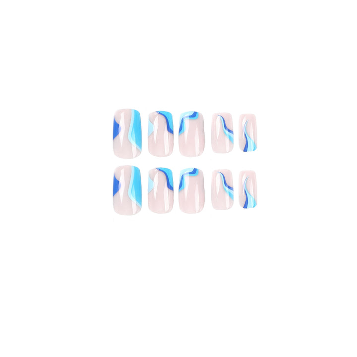 Artful nail extensions with maritime wave pattern Kalsten