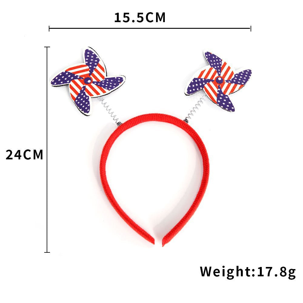 Women's Independence Day patriotic pompom headband with tinsel star toppers Kalsten