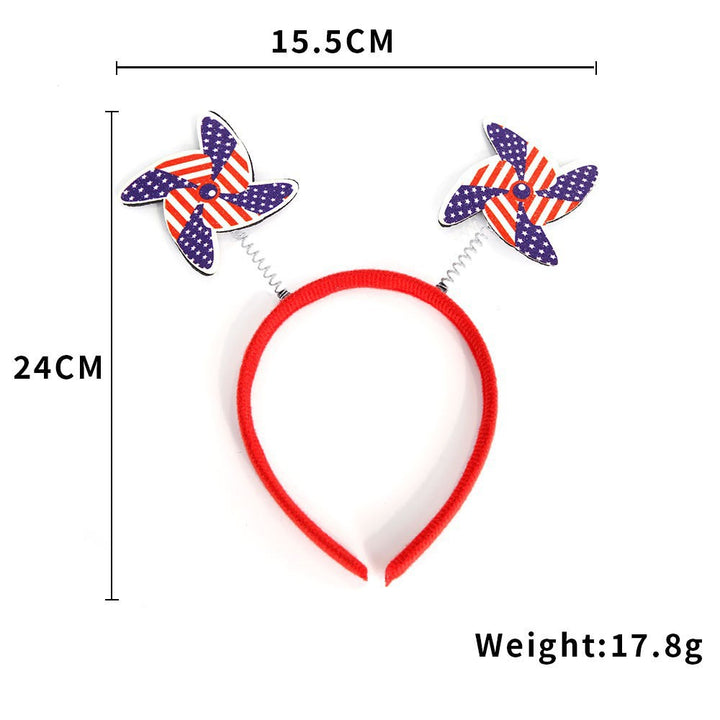 Women's Independence Day patriotic pompom headband with tinsel star toppers Kalsten