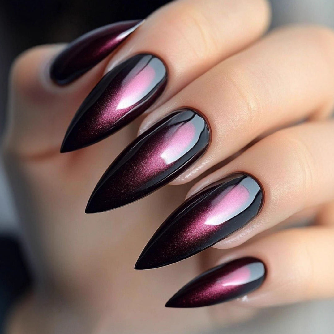Artificial nails with high-gloss finish and gradient Kalsten