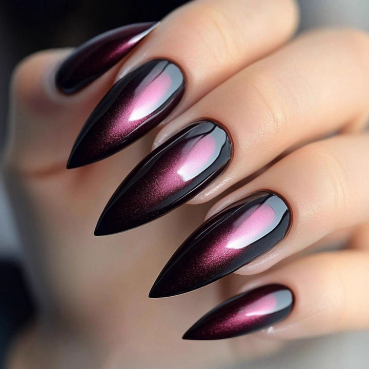 Artificial nails with high-gloss finish and gradient Kalsten