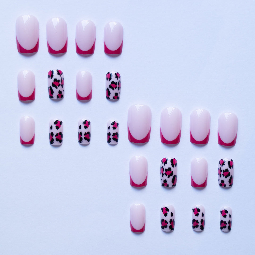 Artistic Leopard and French Tip Nail Art