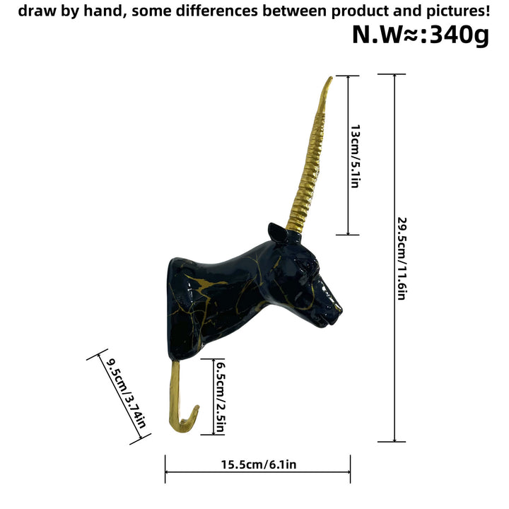 Wall hooks in the shape of a stylized unicorn Kalsten