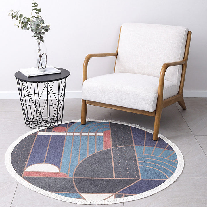 Round Decorative Living Room Carpet with Modern Geometric Pattern Kalsten