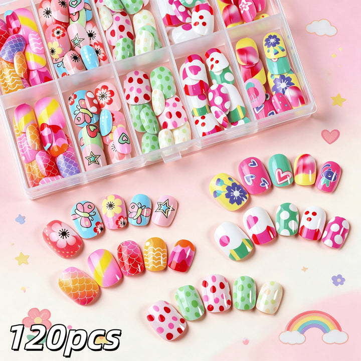 Vibrant Cartoon-Themed Press-On Nail Art Collection Kalsten
