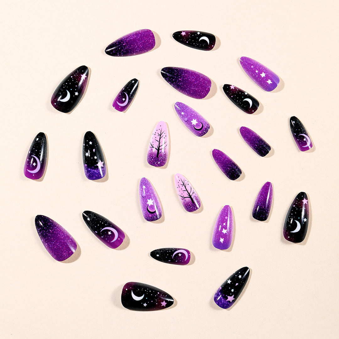 Cosmic-Themed Starry Night Nail Art Extensions Kalsten
