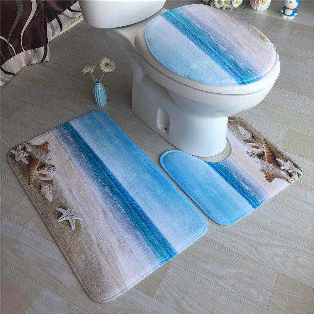 Stylish Geometric Pattern Bathroom Mat Set
