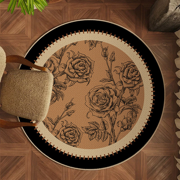 Elegant Floral Round Area Rug