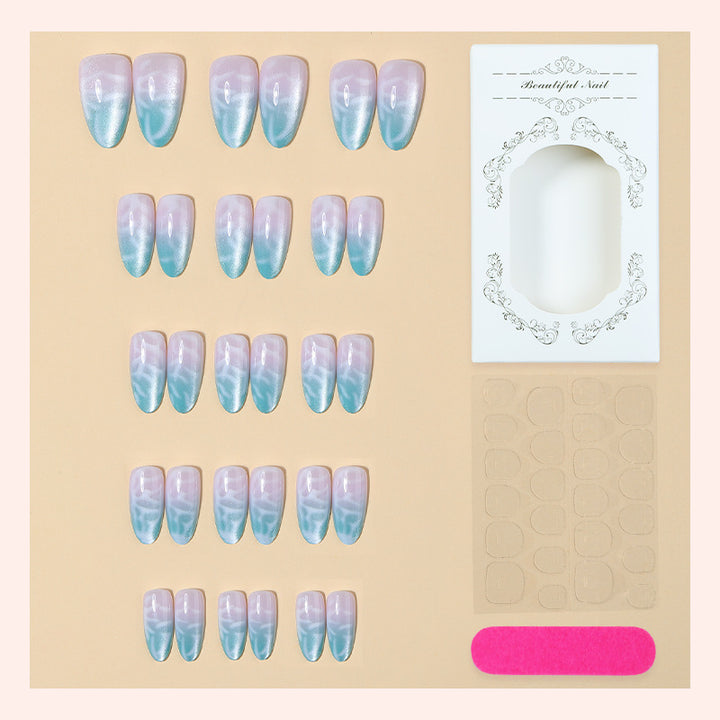 Premium Gel Press-On Nail Set with Ocean-Inspired Design Kalsten