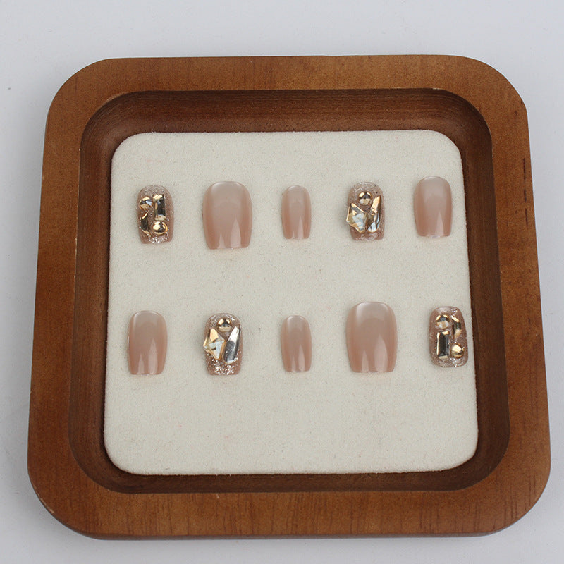 Glamorous Press-On Nail Art with Rhinestone Accents