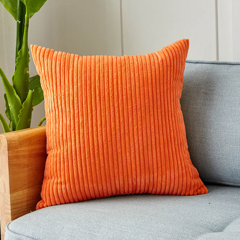Square corduroy look decorative cushion cover with distinctive longitudinal ribbing, soft velvet finish and concealed zipper Kalsten