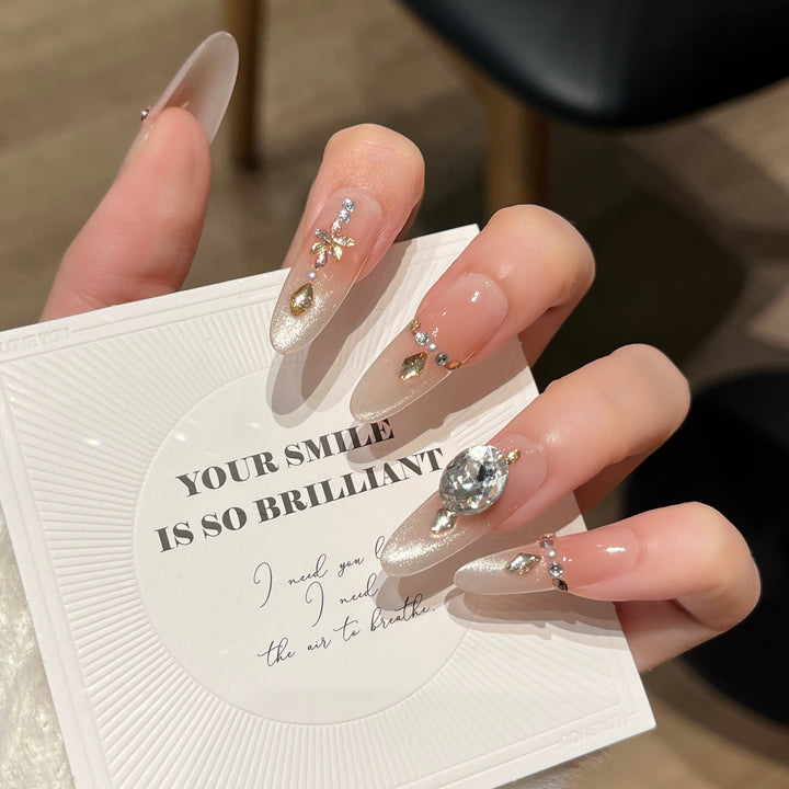 Elegant Rhinestone-Decorated Press-On Nail Extensions Kalsten