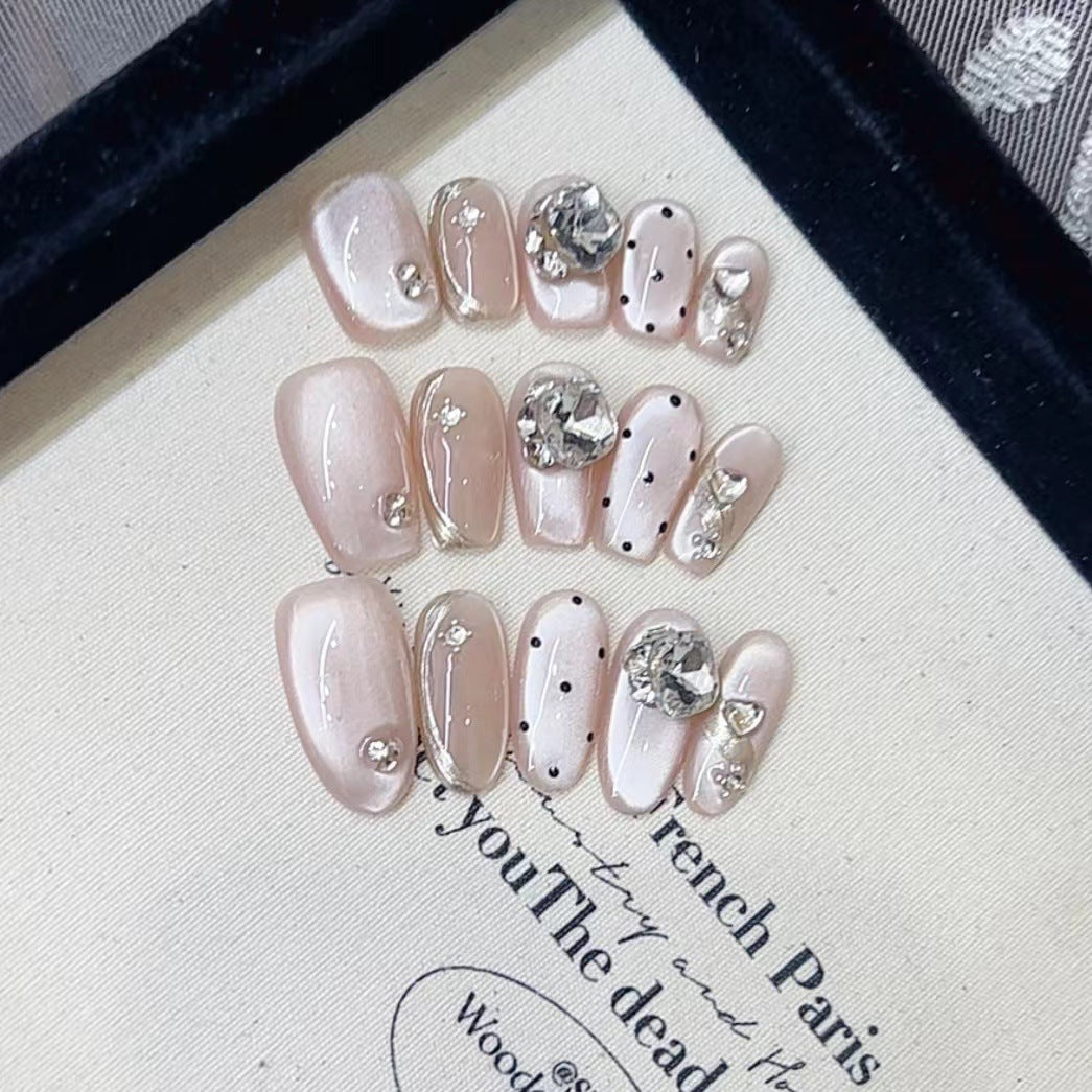Glamorous Rhinestone-Enhanced Press-On Nail Set Kalsten