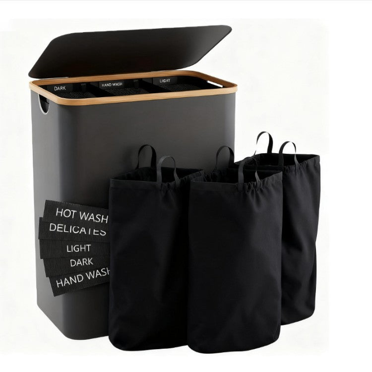 Laundry separation system with three compartments and removable inner pockets Kalsten