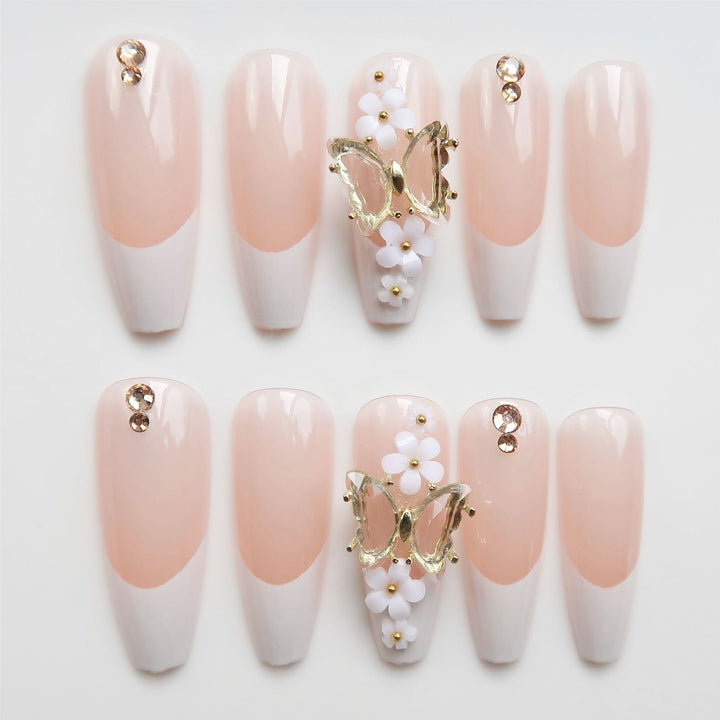 Luxury Press-On Nail Art with Floral Accents Kalsten