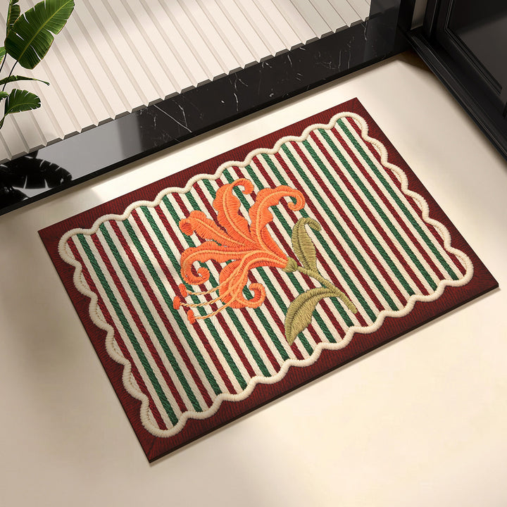 Elegant Floral Patterned Area Mat