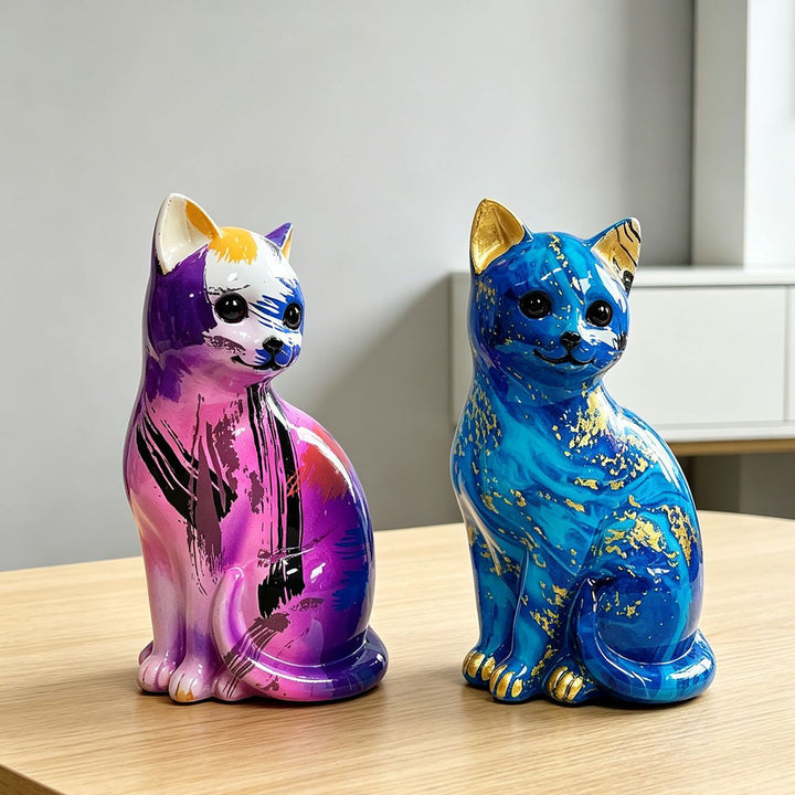 Artistic cat figurine in vibrant design Kalsten