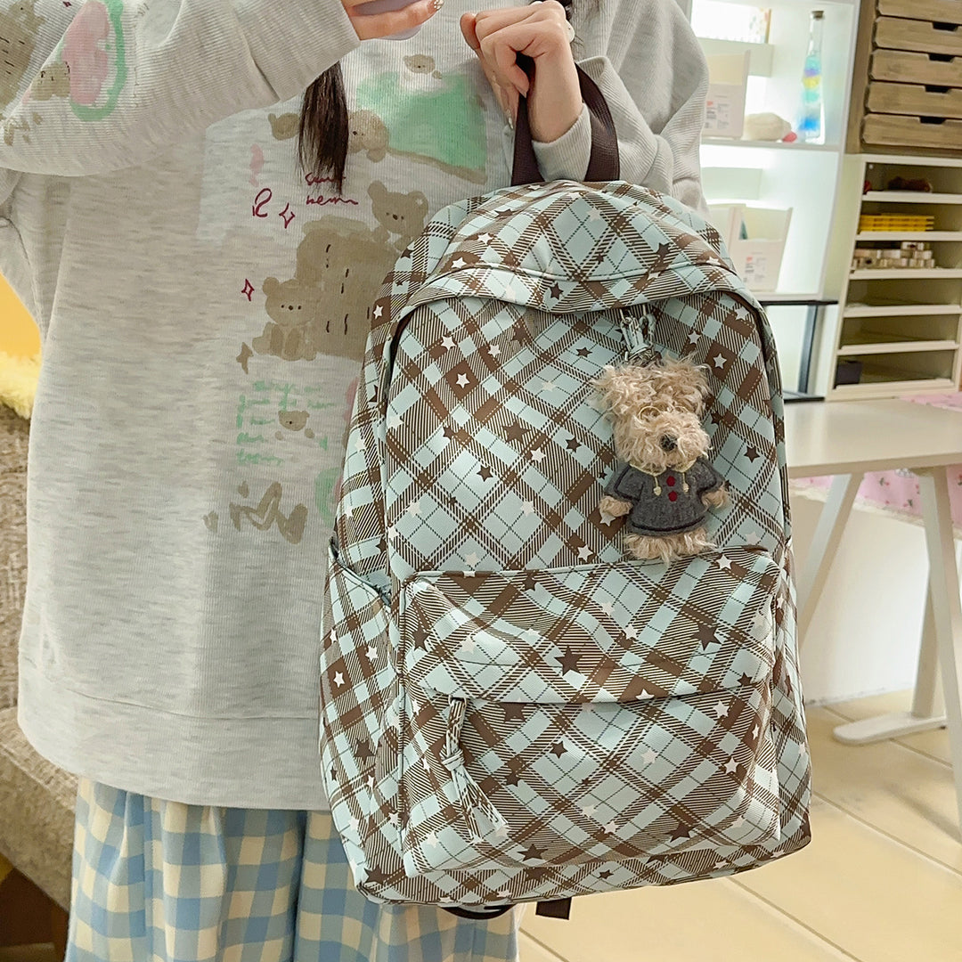 Backpack with Fashionable Check Pattern and Practical Compartments Kalsten