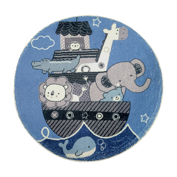 Playful Airplane-Themed Round Area Mat Kalsten
