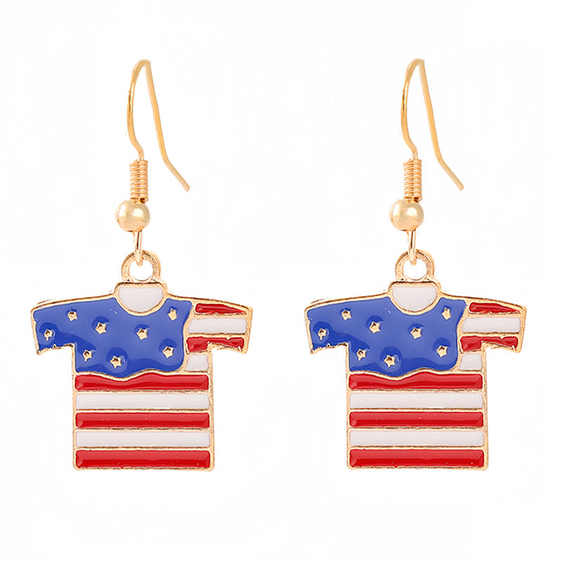 Ladies enamel earrings horseshoe with star stripe motif Kalsten