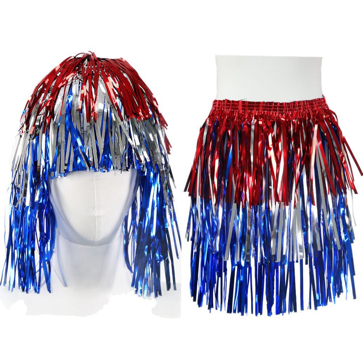 Women's nan metallic foil fringe hula skirt with elastic waistband party costume Kalsten