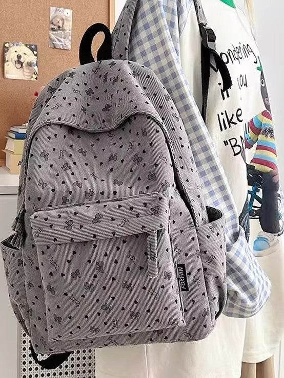 Patterned Corduroy Backpack