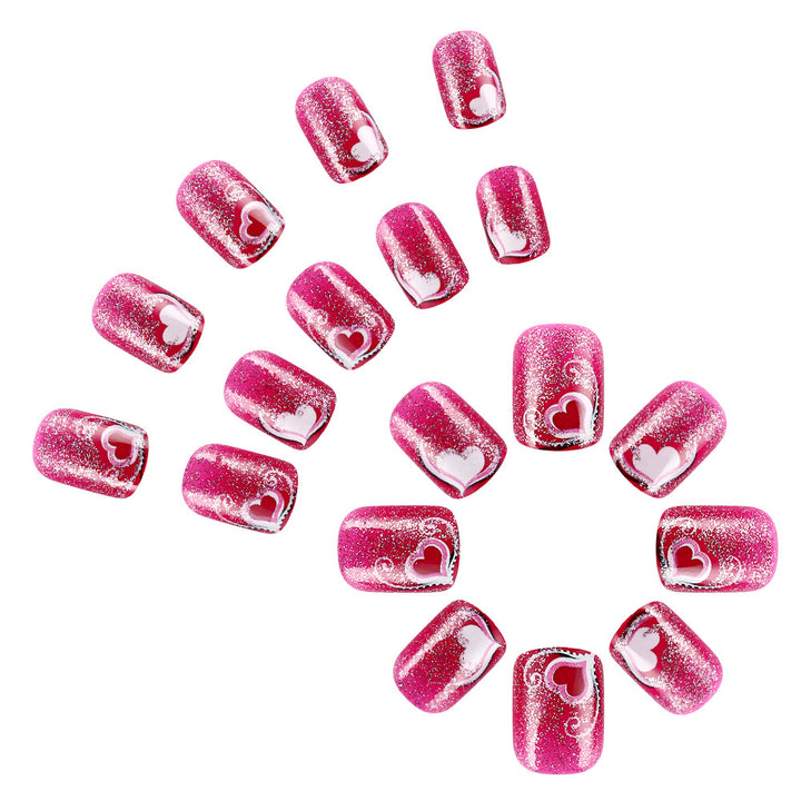 Heart-Themed Glitter Nail Art Set Kalsten