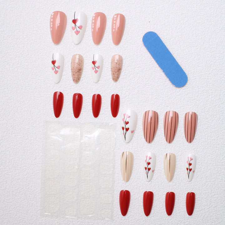 Artistic Heart-Designed Press-On Nails Kalsten