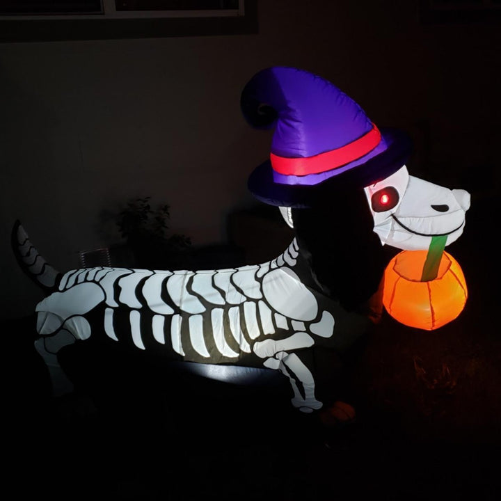 Inflatable Halloween Dog with Skeleton Design