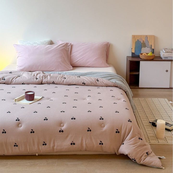 Padded futon mattress topper with cute cat pattern
