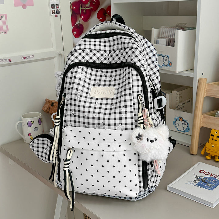 Decorative Plaid and Star Patterned Backpack Kalsten