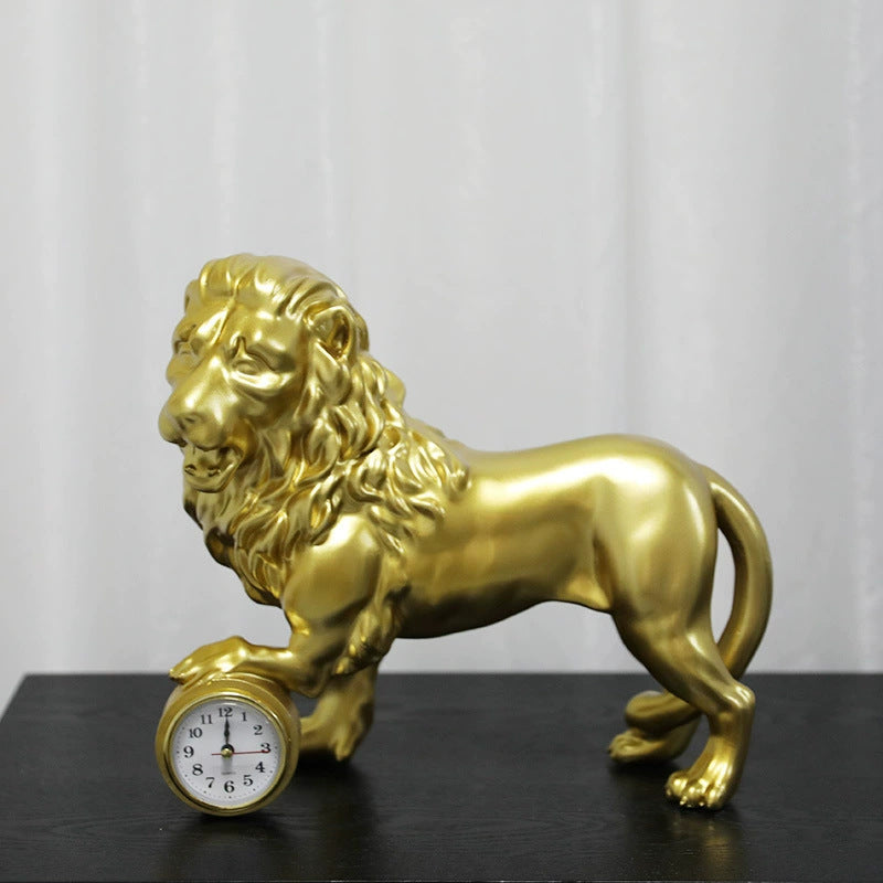 Decorative Lion Figurine with Clock