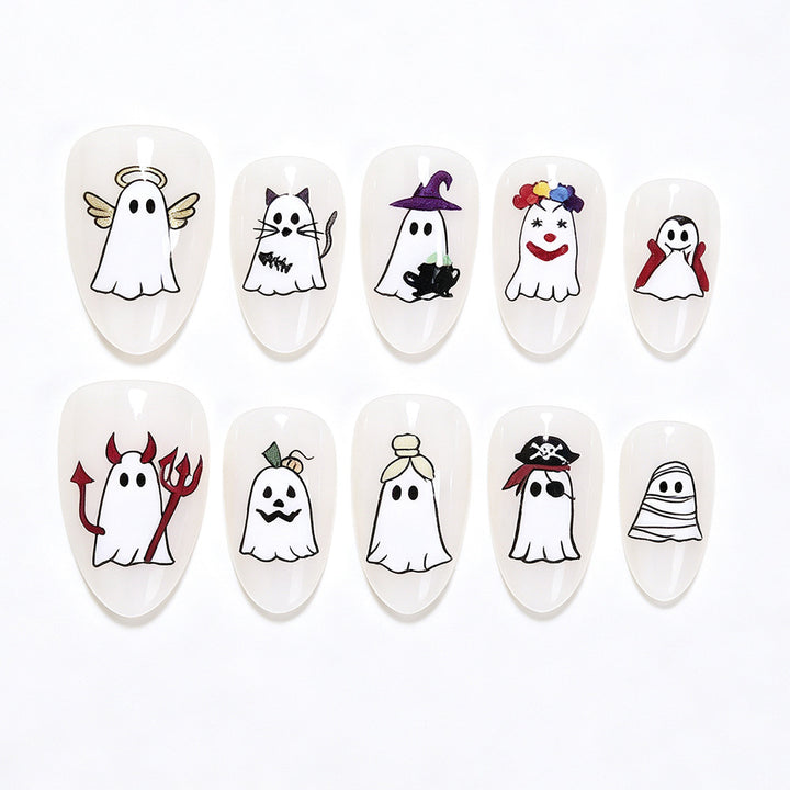 Halloween-Themed Ghost Design Press-On Nail Art Set Kalsten