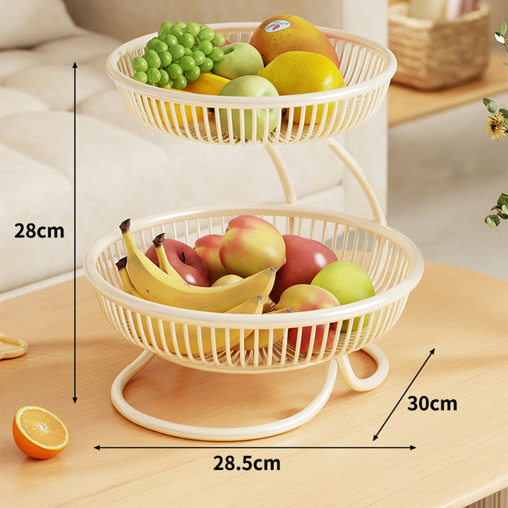 Tiered Metal Fruit Bowl Stand with Open Wire Ventilated Design