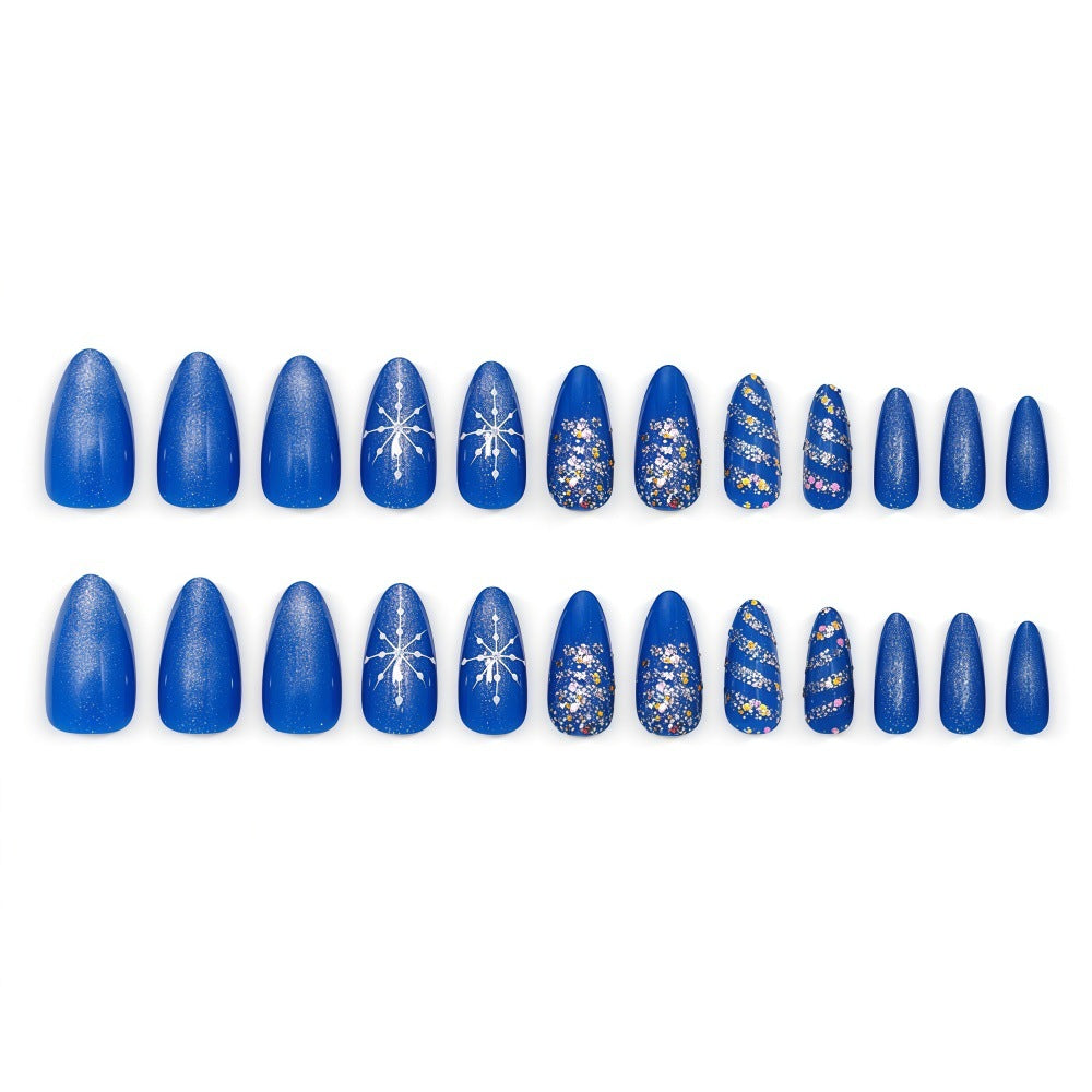 Glamorous artificial nails with glitter and pattern design Kalsten