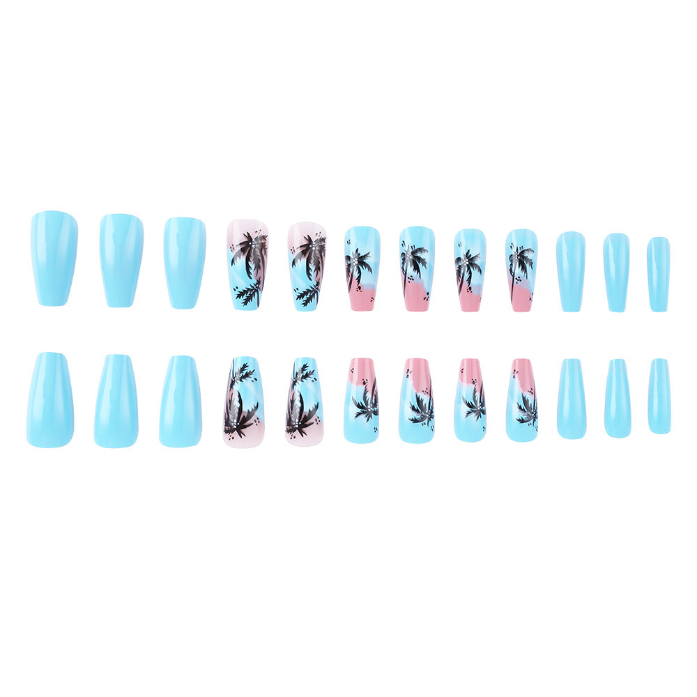 Artistic Tropical Island Press-On Nail Art Kalsten